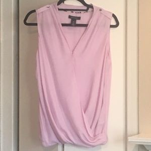 WHBM - Silk Pink Sleeveless Surplus Blouse